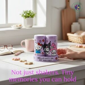Hello Kitty & My Melody Salt & Pepper Shakers‎ – Tin 2-Pack with Holder – Sanrio